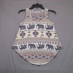 Saye Tank‎ Top Tribal Elephant Design White Woman Size | XXS